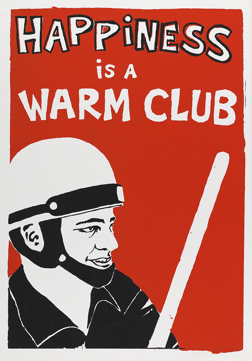 Happiness Club protest poster